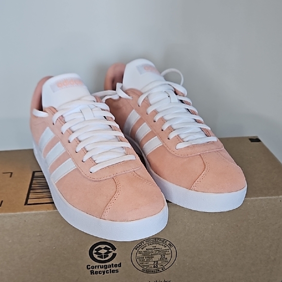 adidas Shoes - Adidas Women Pink Sneakers with Suede Upper and Classic Three Stripes